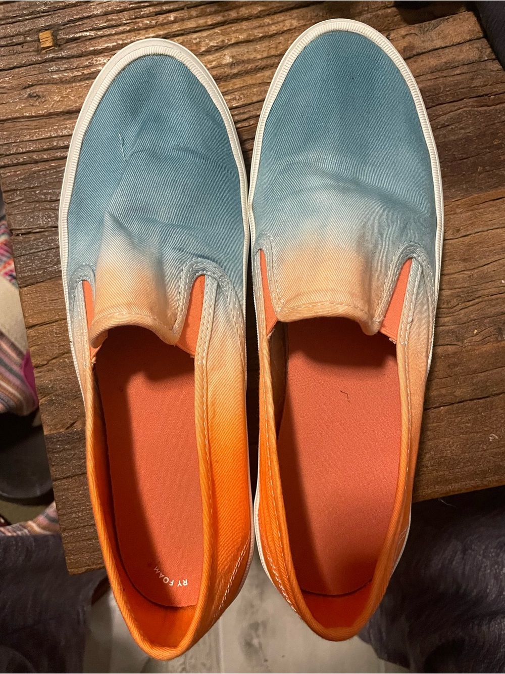 Sperry Blue to Orange Dip-Dye Slip-On Sneakers